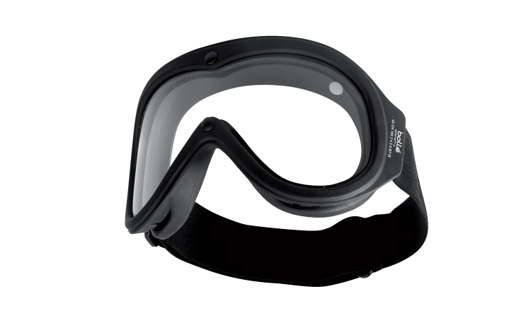 Ballistic goggle, black TPR frame, - double lens - clear polycarbonate lens antiscratch (outside) and antifog (inside) coatings